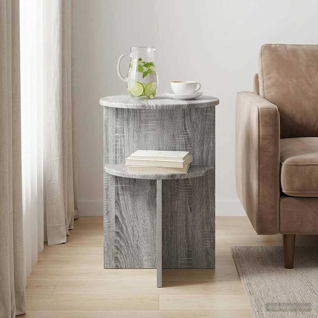 Beistelltisch mit Speicher Weiß Ø 39,5 x 55 cm Holzwerkstoff