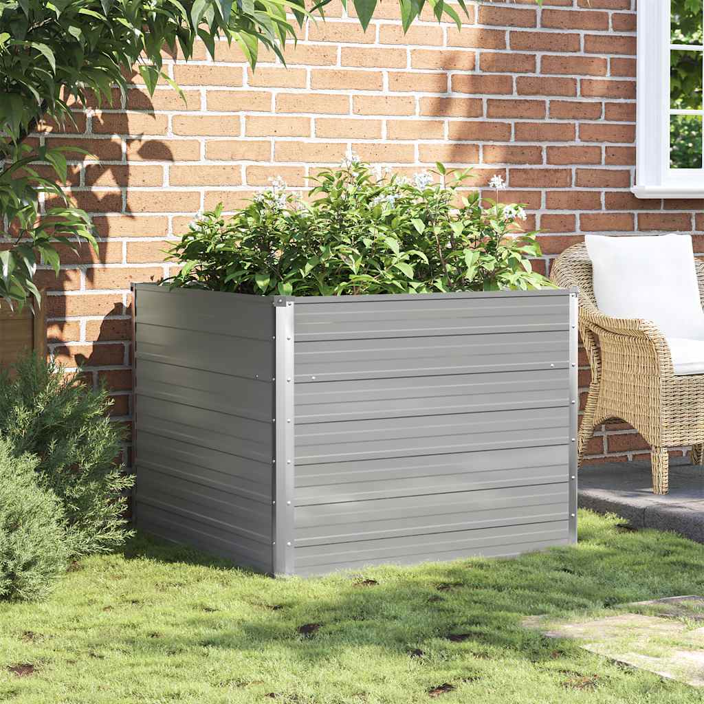 Hochbeet 100 x 100 x 77 cm Verzinkter Stahl Grau