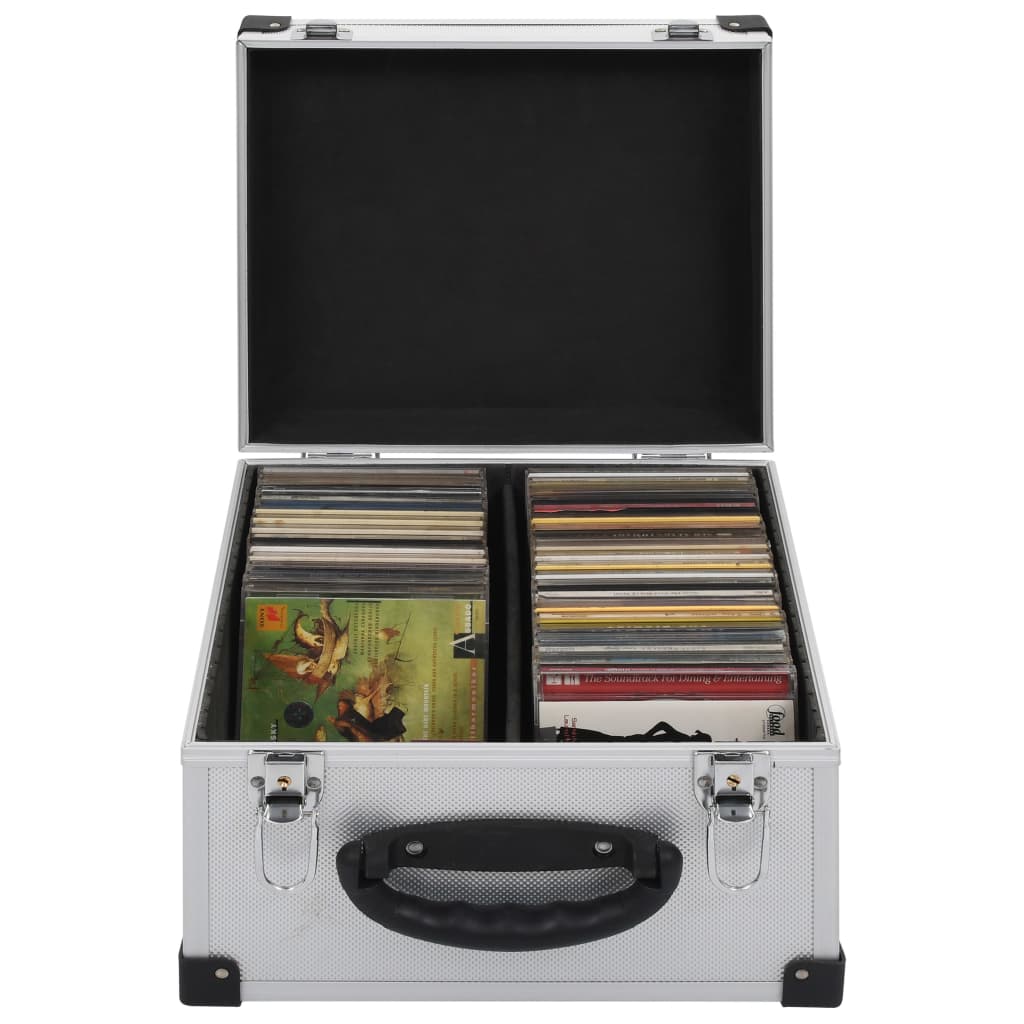 CD-Koffer für 80 CDs Aluminium ABS Silbern