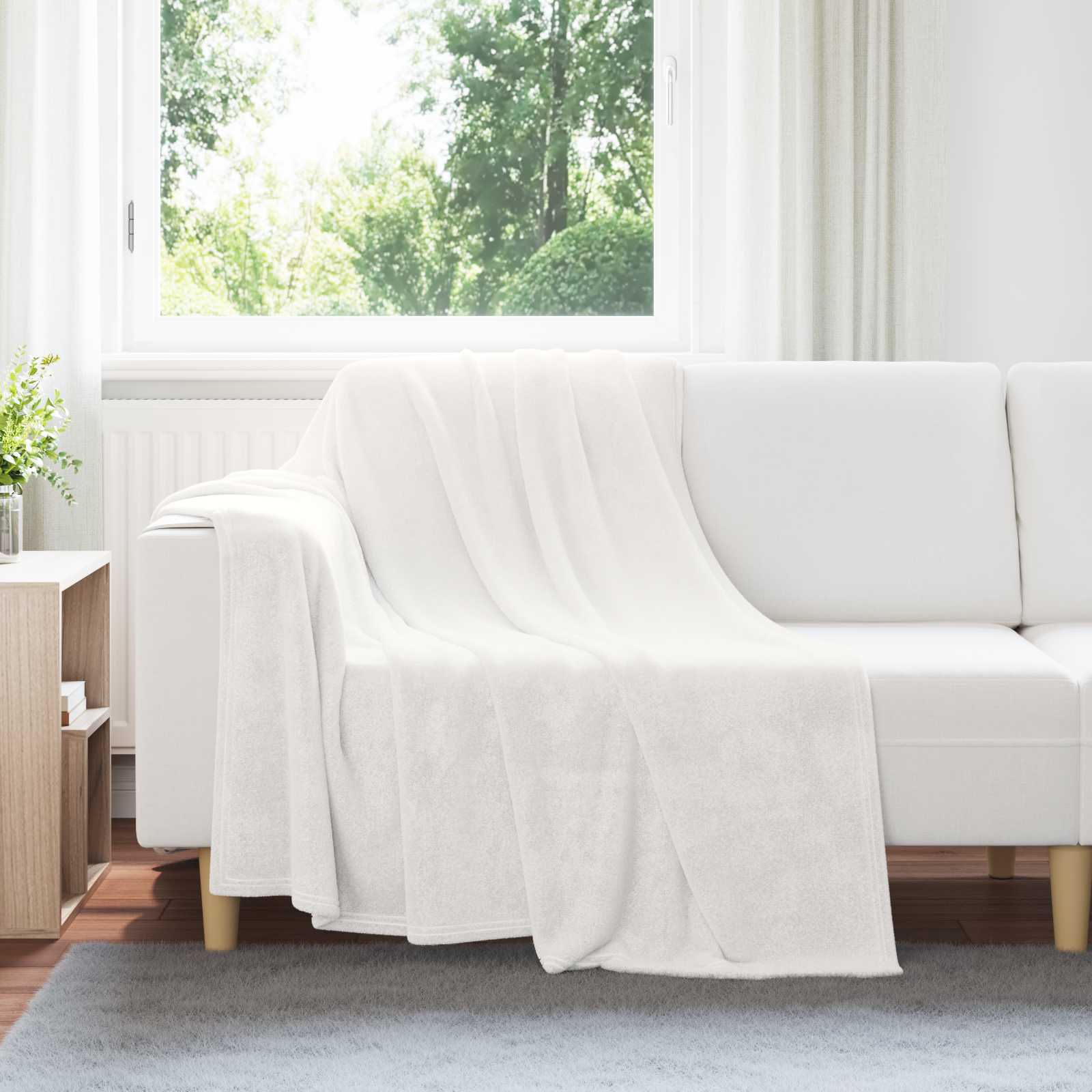 Überwurfdecke Beige 130 x 150 cm Fleece