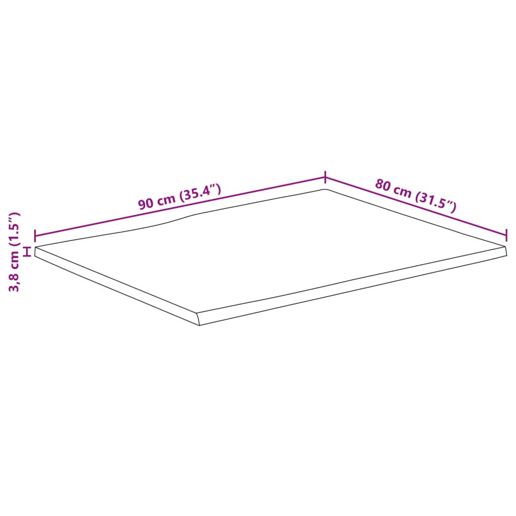 Tischplatte 40x40x2,5 cm Rechteckig Massivholz Akazie Baumkante