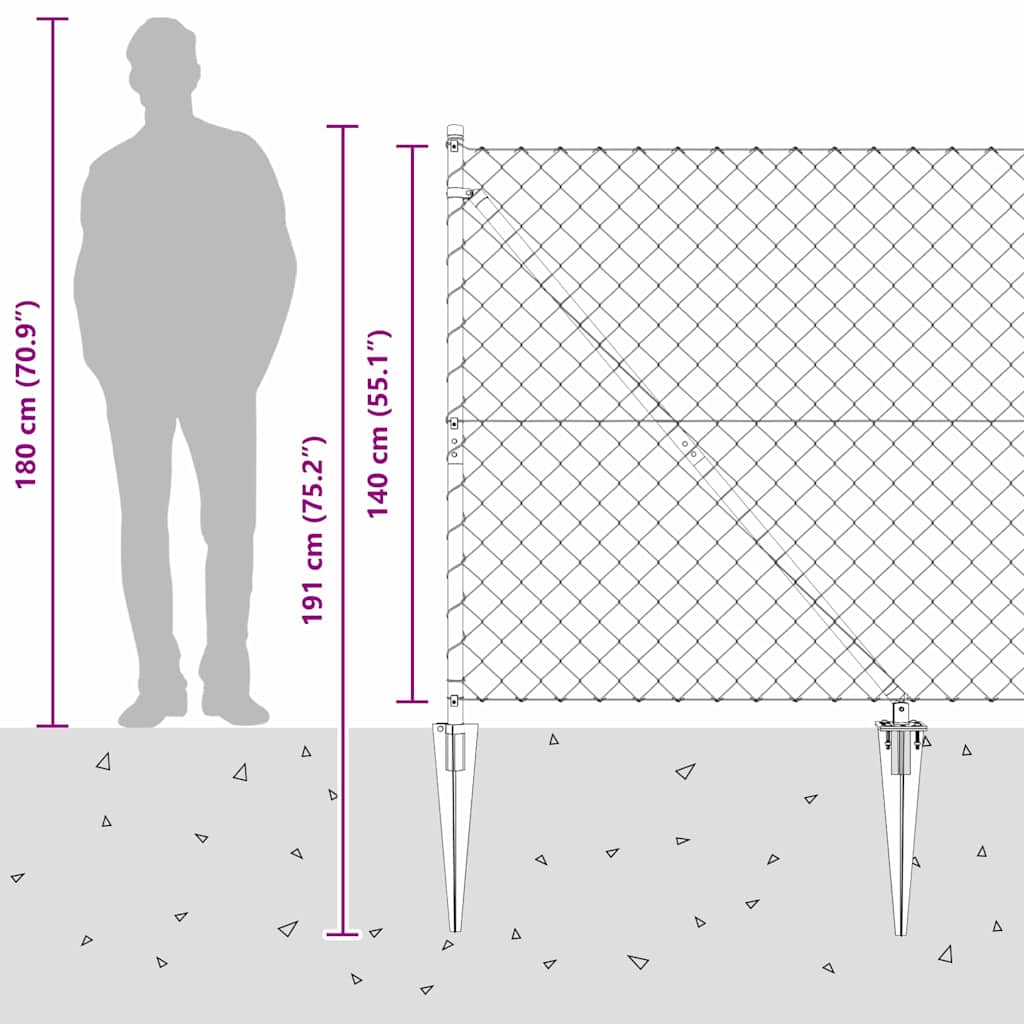Outdoor Kettenglied-Zaun Erdfixierung 10 x 0,4 m Grün Netz