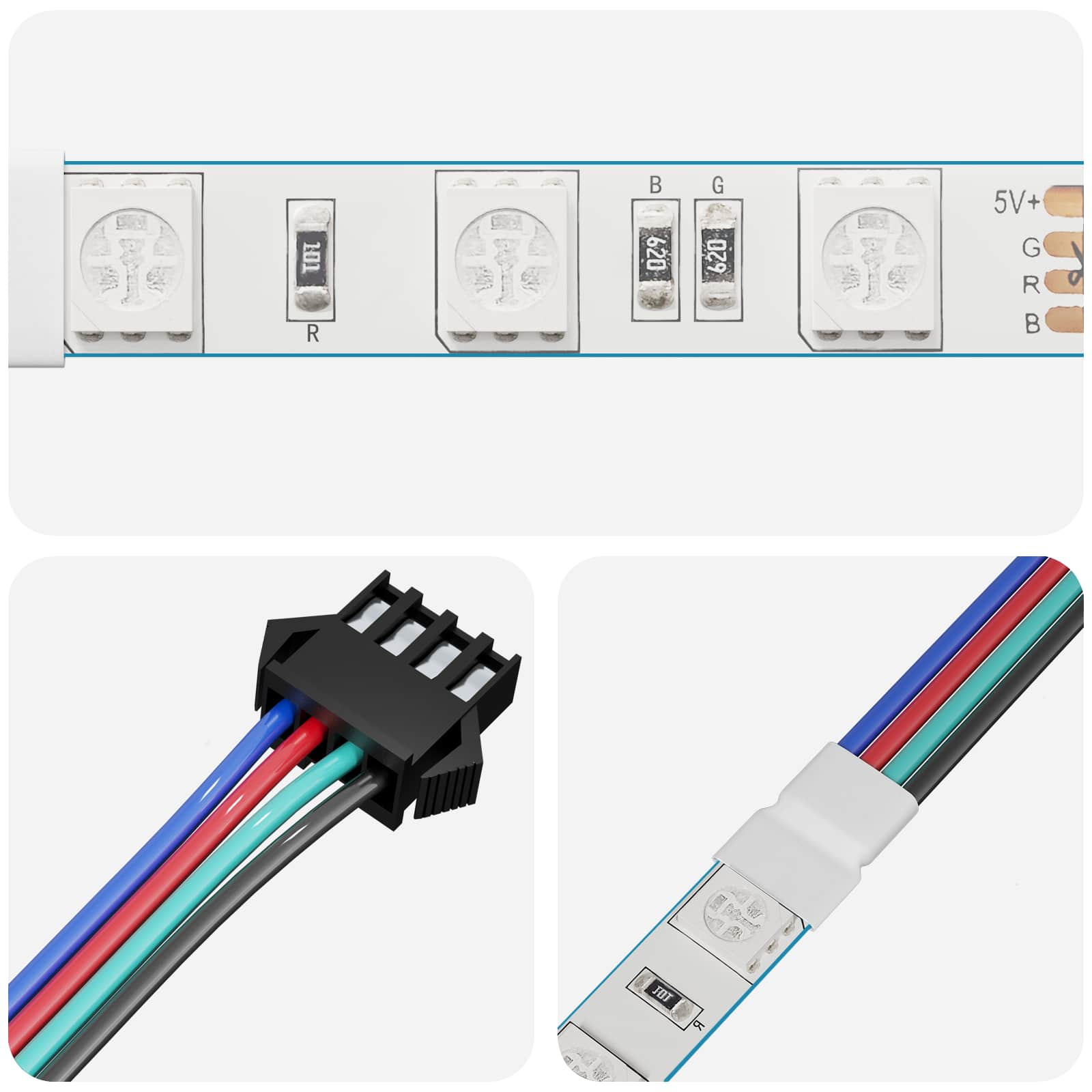 LED Streifen 2 pcs Schwarz und Weiß 1745 mm