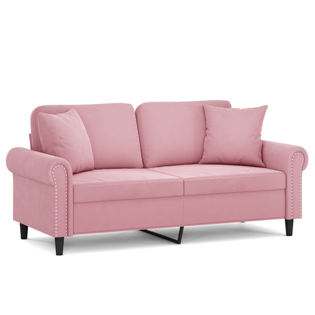 2-Sitzer-Sofa mit Zierkissen Dunkelgrün 120 cm Samt