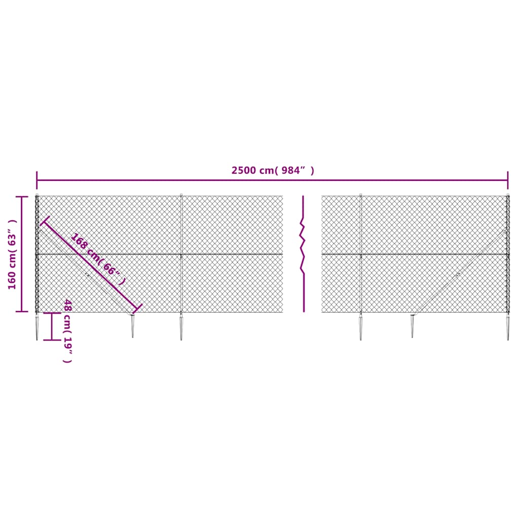 Maschendrahtzaun mit Bodenhülsen Grün 0,8x10 m