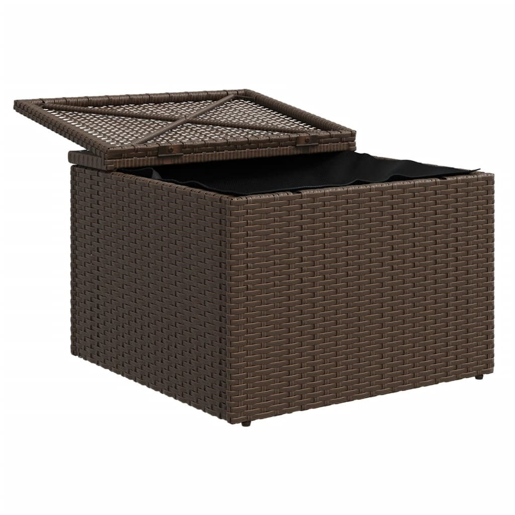 Gartenhocker mit Kissen Schwarz 55x55x37 cm Poly Rattan