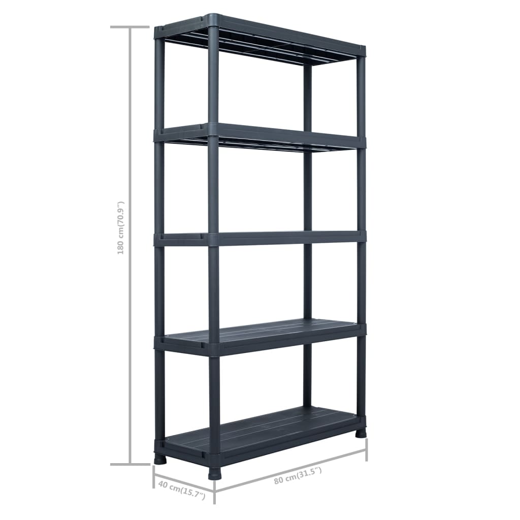 Lagerregale 2 Stk. Schwarz 60 x 30 x 138 cm Kunststoff