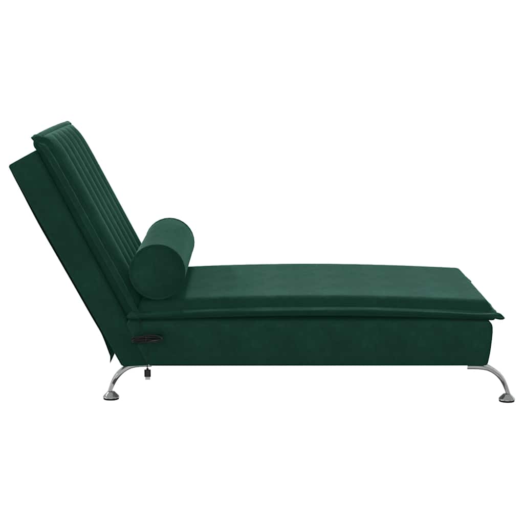 Massage-Chaiselongue mit Nackenrolle Hellgrau Samt