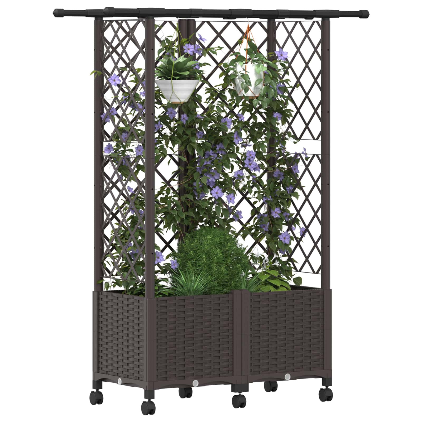 Hochbeet mit Rankgitter und Dach Braun 124 x 40 x 123 cm PP