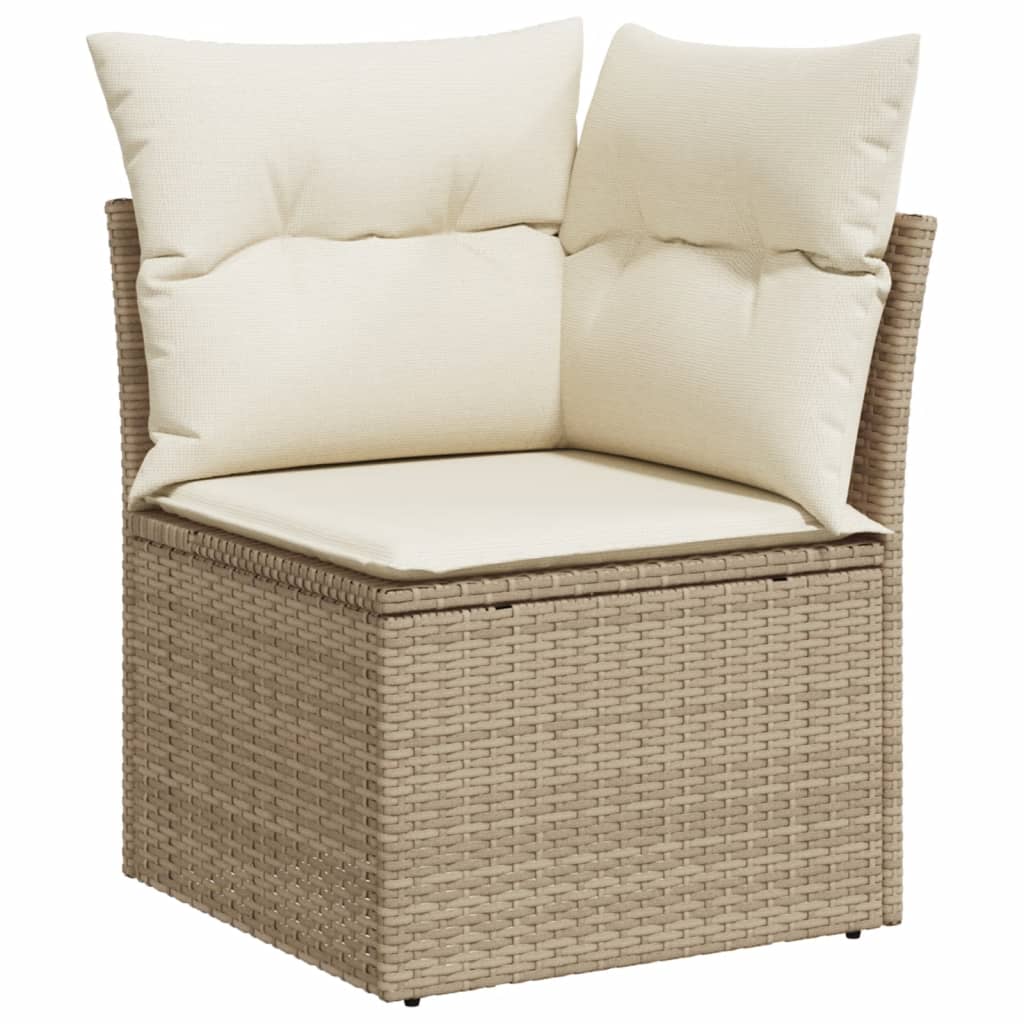 13-tlg. Garten-Sofagarnitur mit Kissen Schwarz Poly Rattan
