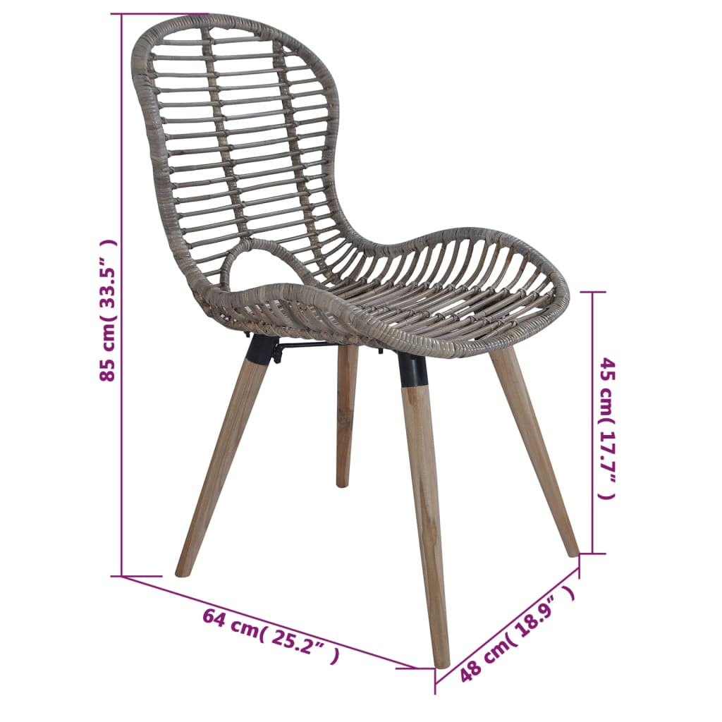 Esszimmerstühle 2 Stk. Schwarz Natur Rattan