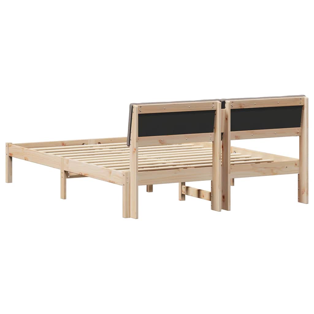 Bettgestell Braun und hellgrau 200 x 200 cm Massivholz Kiefer