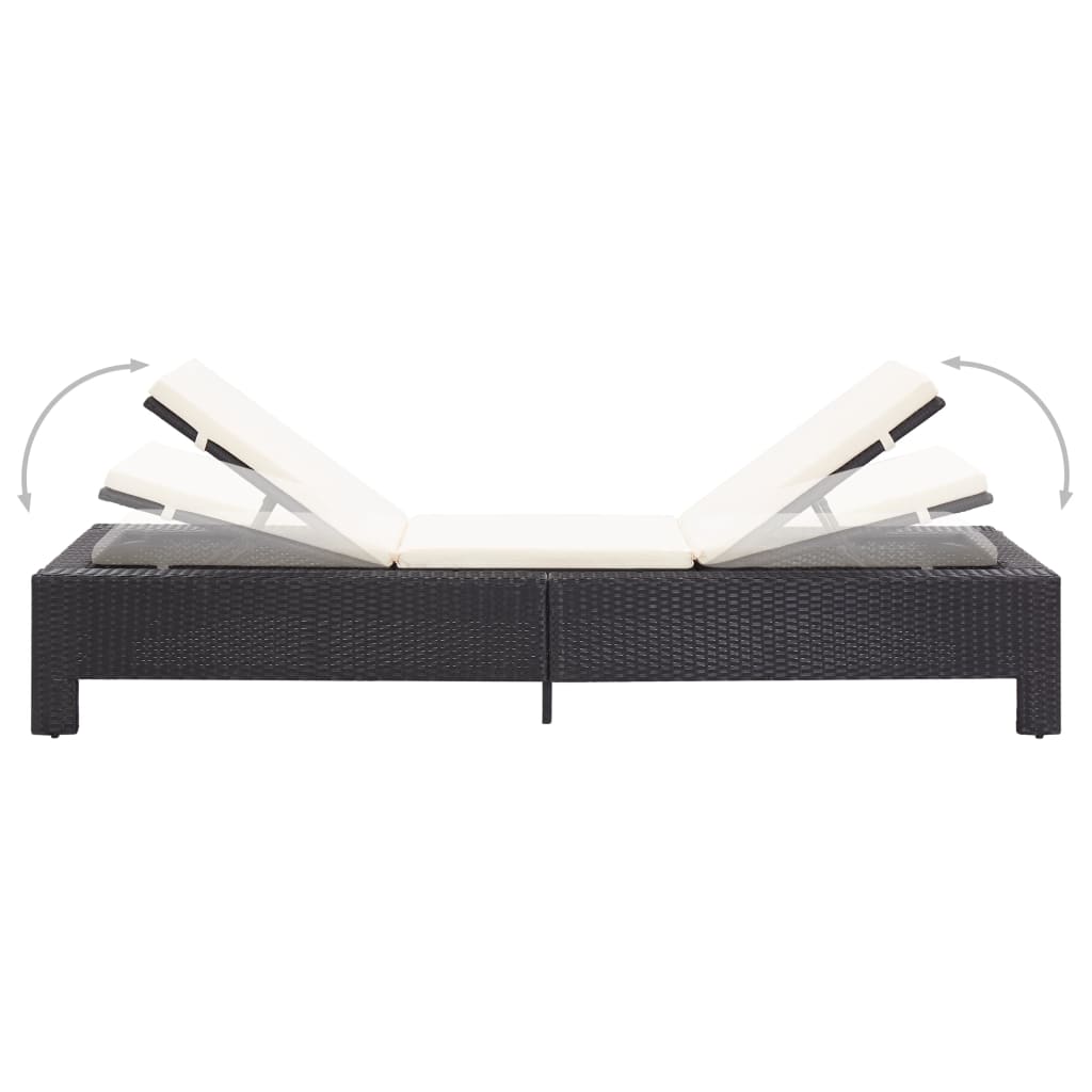 Sonnenliege mit Auflage Grau Poly Rattan