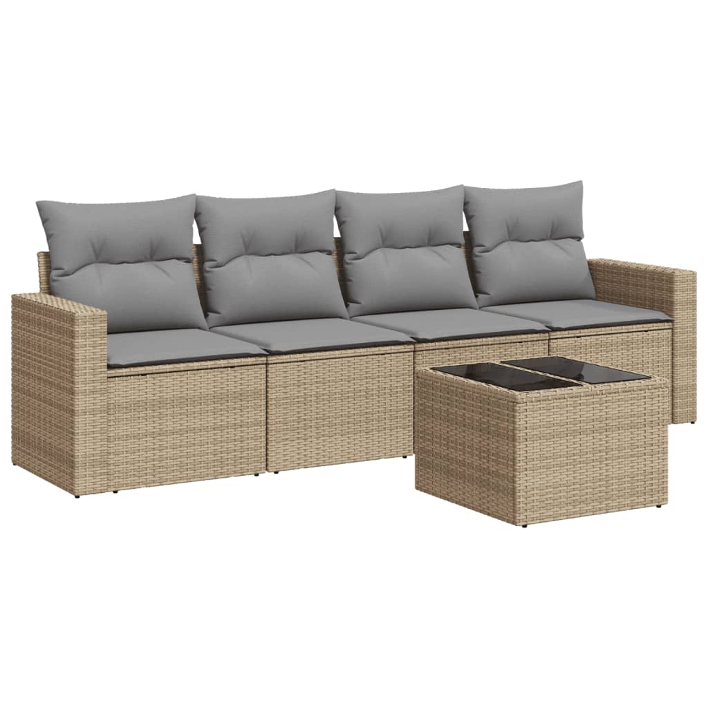 4-tlg. Garten-Sofagarnitur mit Kissen Schwarz Poly Rattan