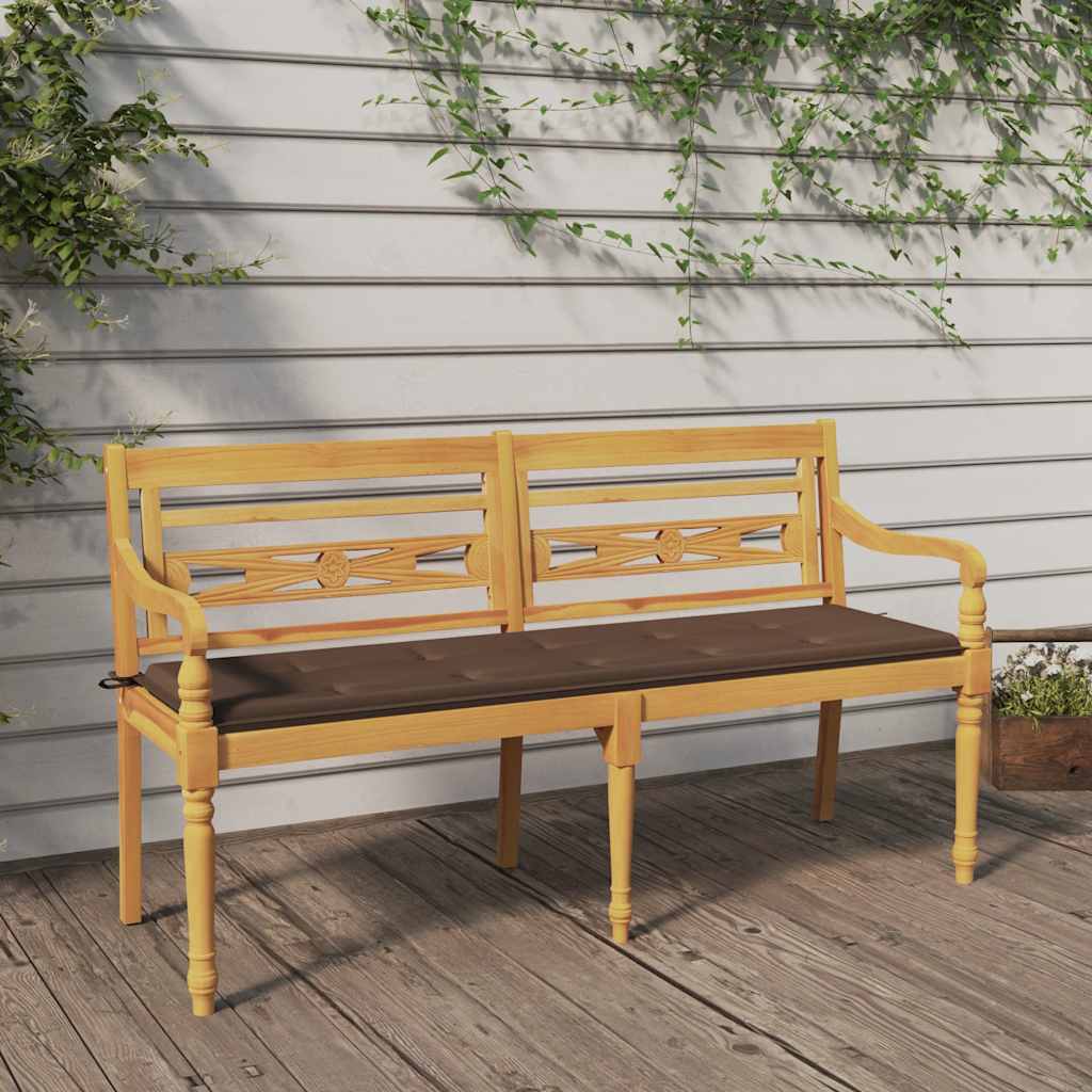 Batavia-Gartenbank mit Anthrazit Kissen 120 cm Teak Massivholz
