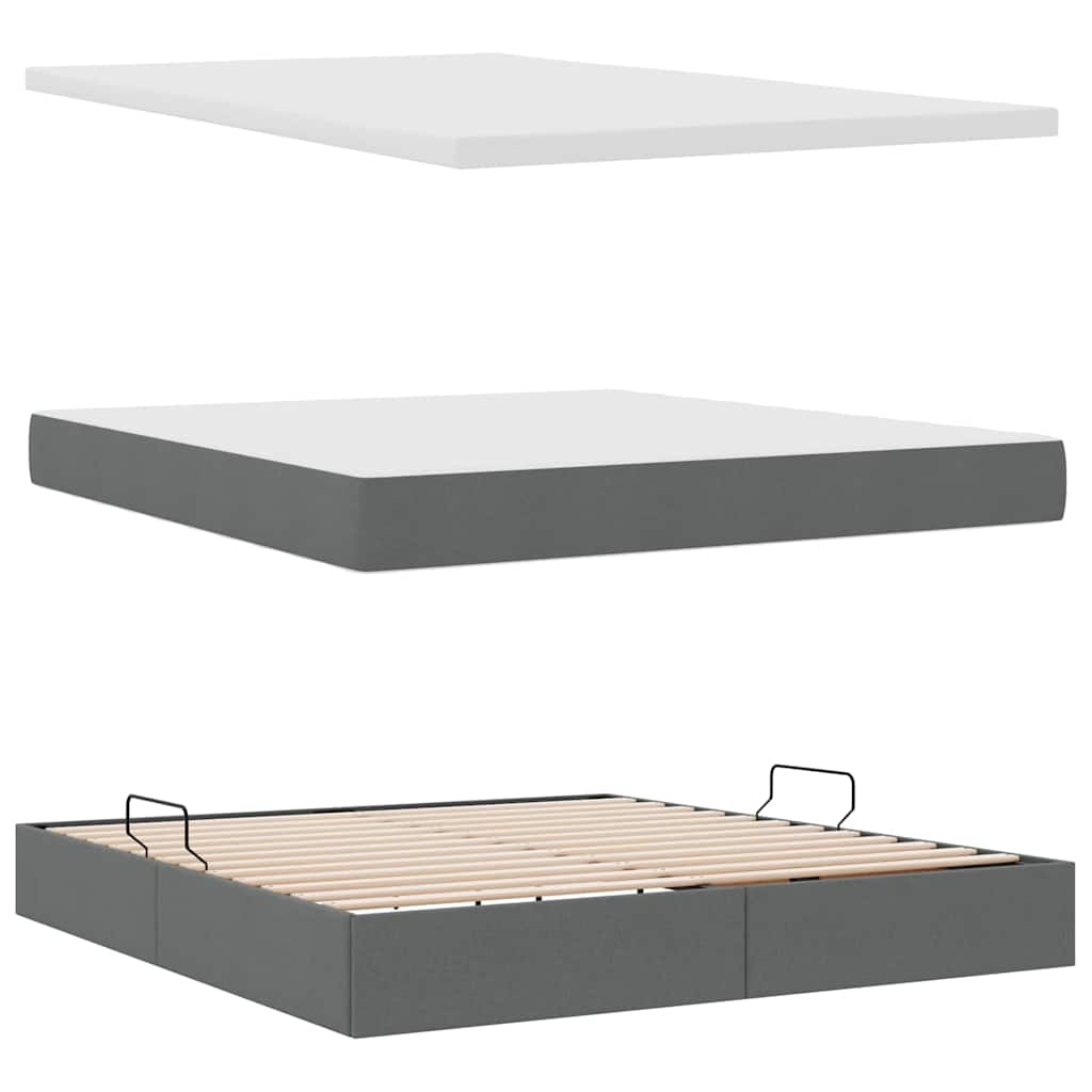 Aufbewahrungsbett mit Matratze Hellgrau 90 x 190 cm Polyester