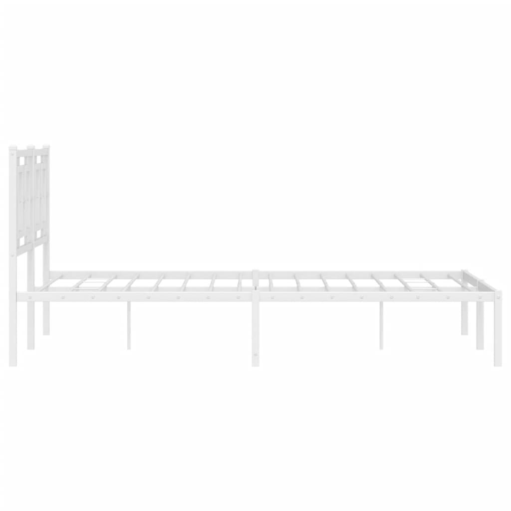 Bettgestell mit Kopf- und Fußteil Metall Weiß 180x200 cm