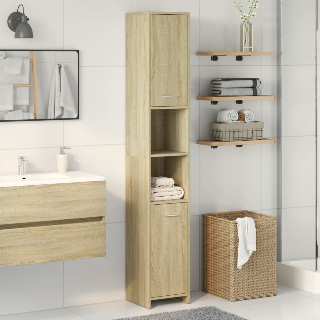 Badezimmerschrank Weiß 30x30x183,5 cm Holzwerkstoff