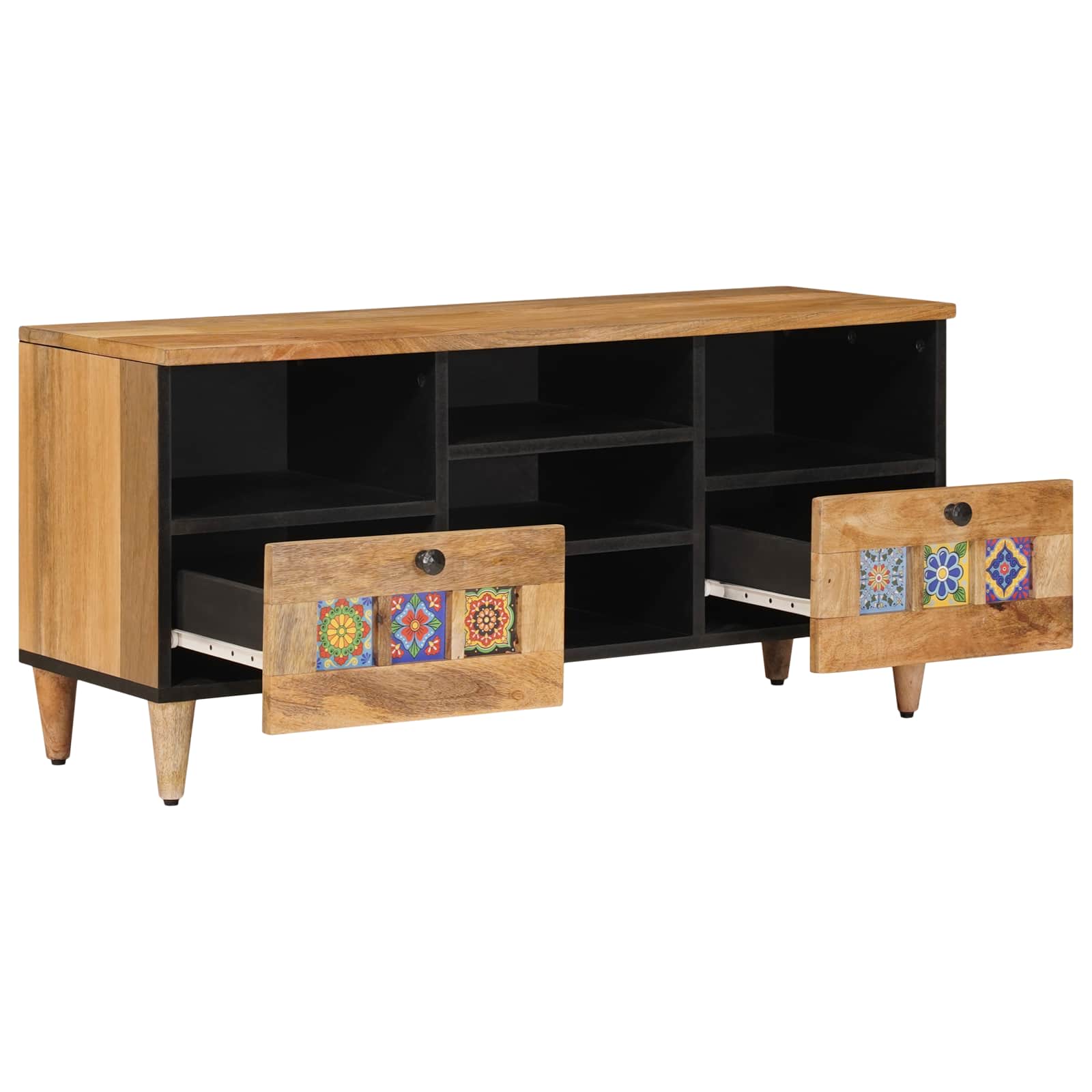 TV-Schränk mit Regal Walnuss 100 x 33 x 46 cm Massivholz Mango