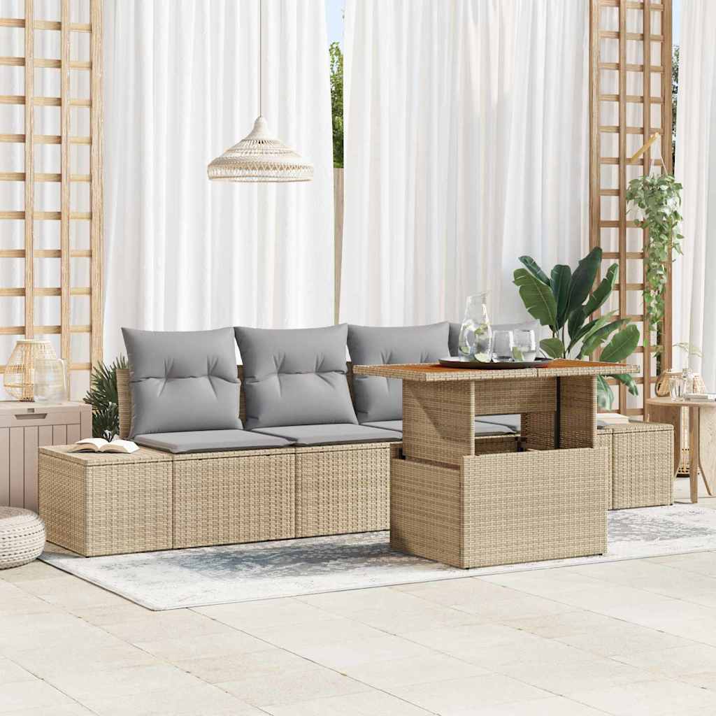 Garten Essgruppe mit Kissen 5 pcs Schwarz und Creme