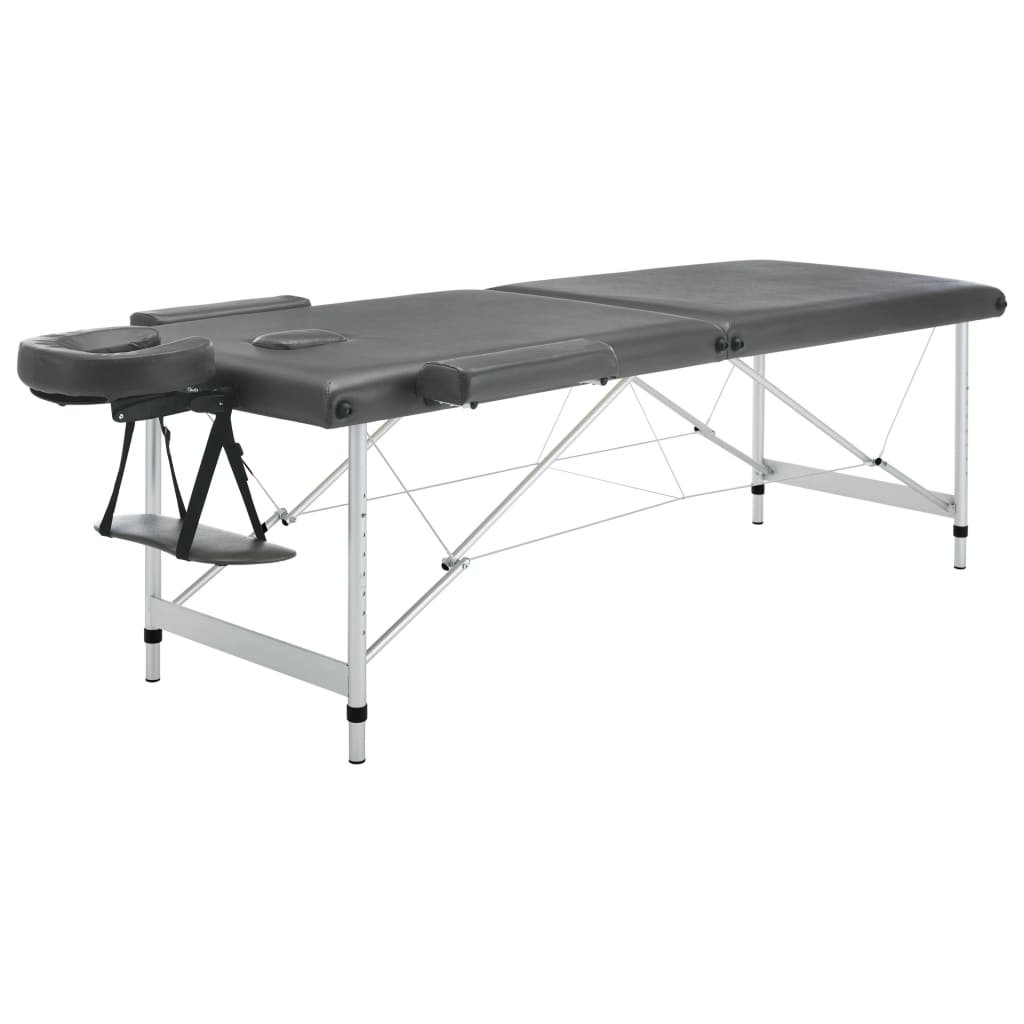Massageliege Klappbar 2-Zonen mit Aluminiumgestell Schwarz