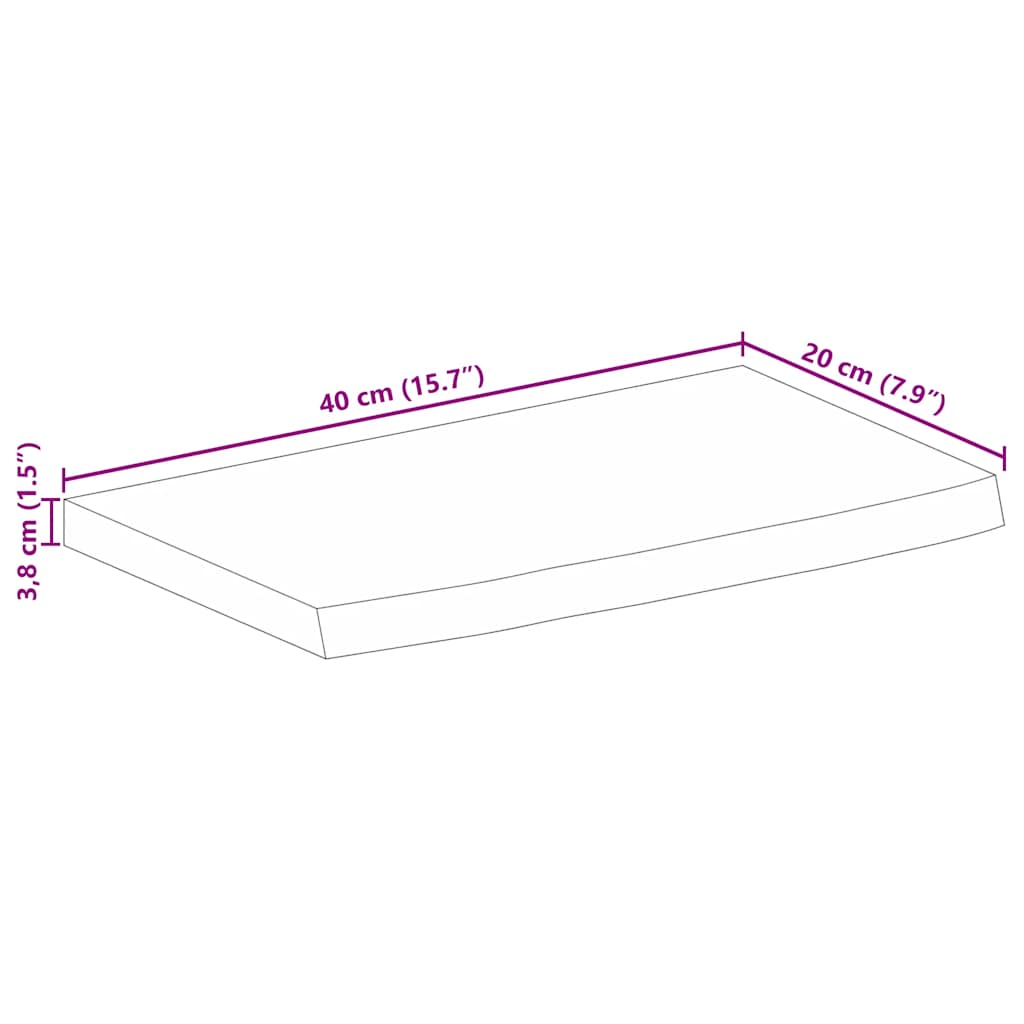 Wandregal 40x20x2,5 cm Rechteckig Massivholz Akazie Baumkante