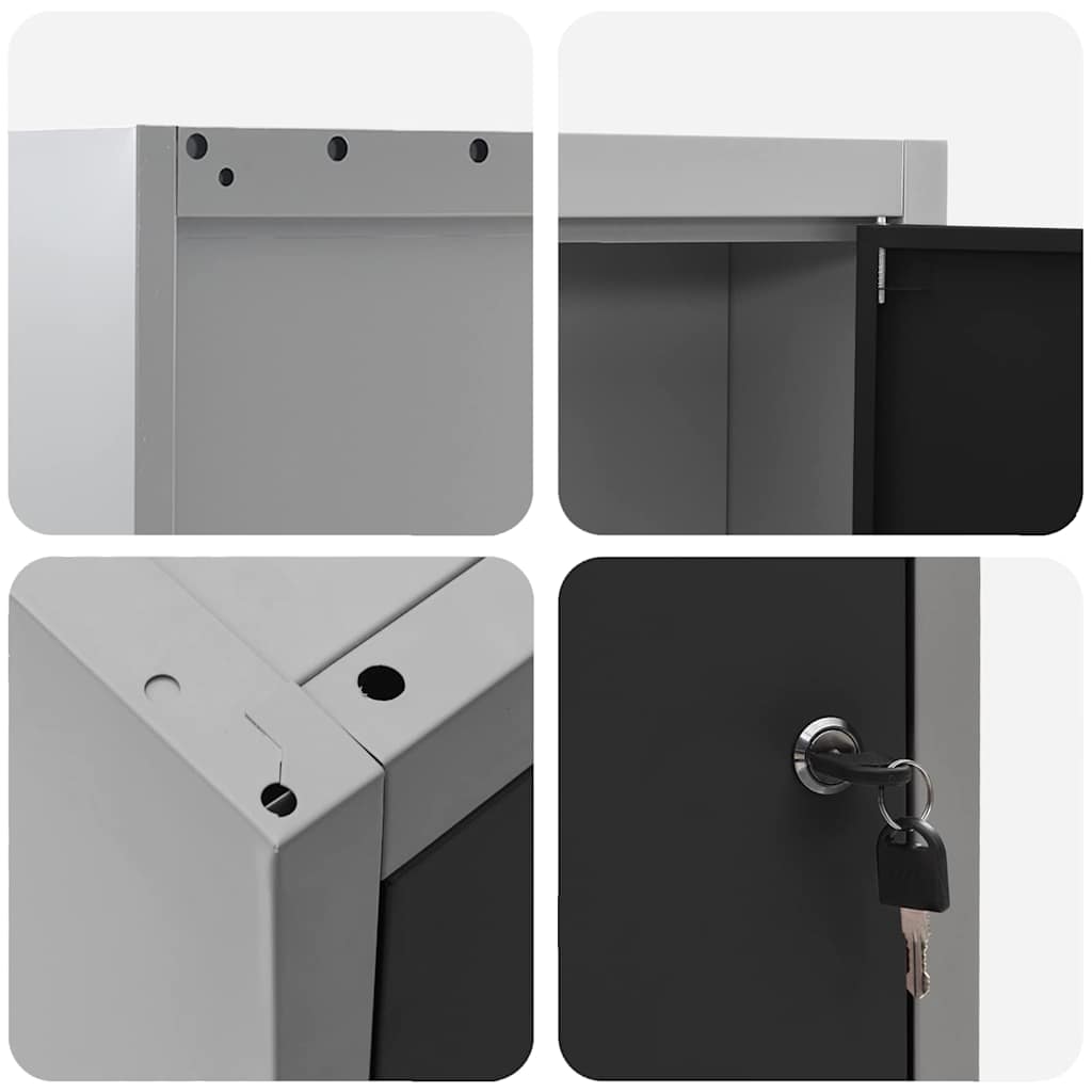 Werkzeugschrank mit Regal Schwarz und Grau 55 x 55 x 55 cm
