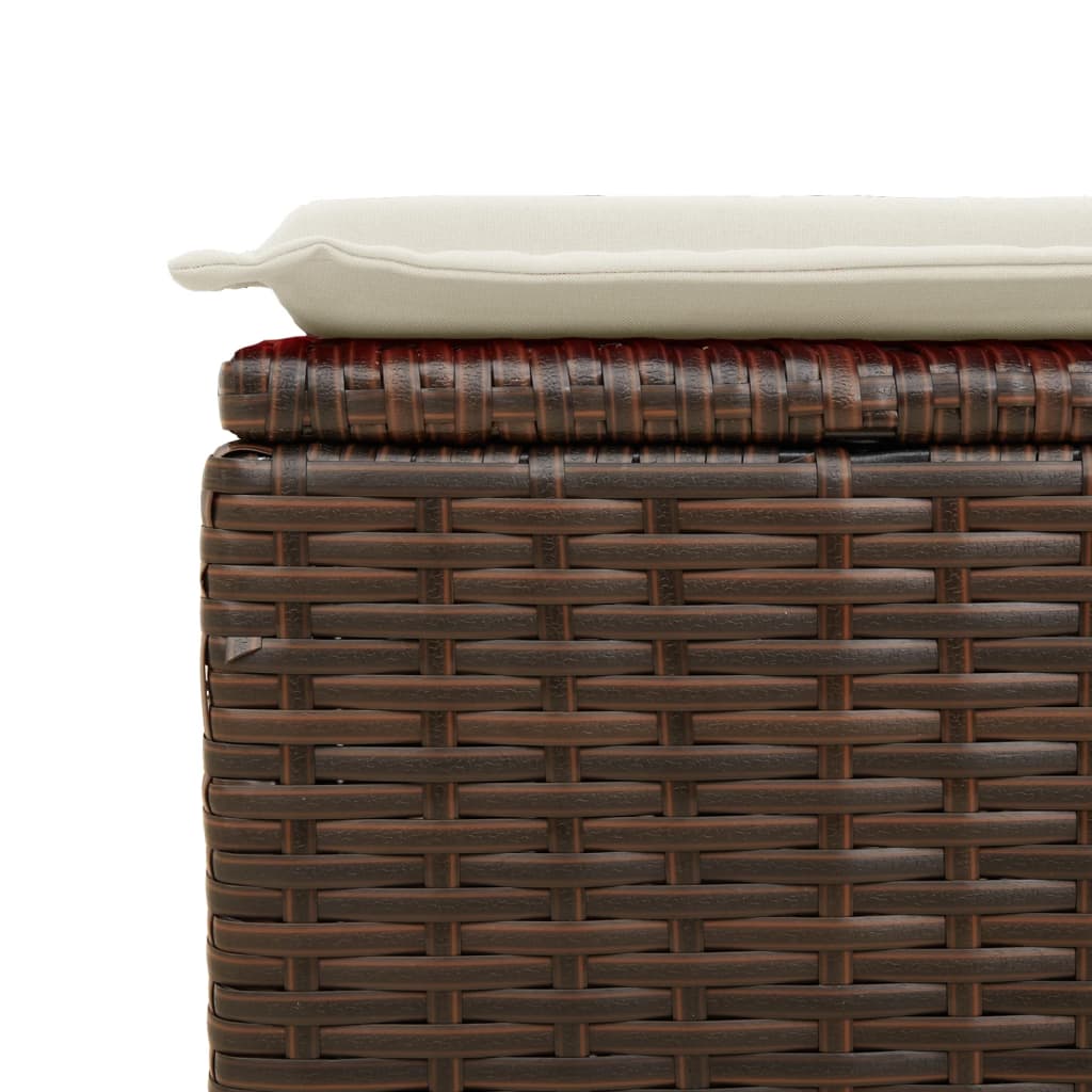 Gartenhocker mit Kissen Schwarz 55x55x37 cm Poly Rattan