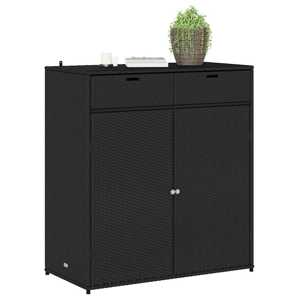 Gartenschrank Schwarz 55x55x111 cm Poly Rattan