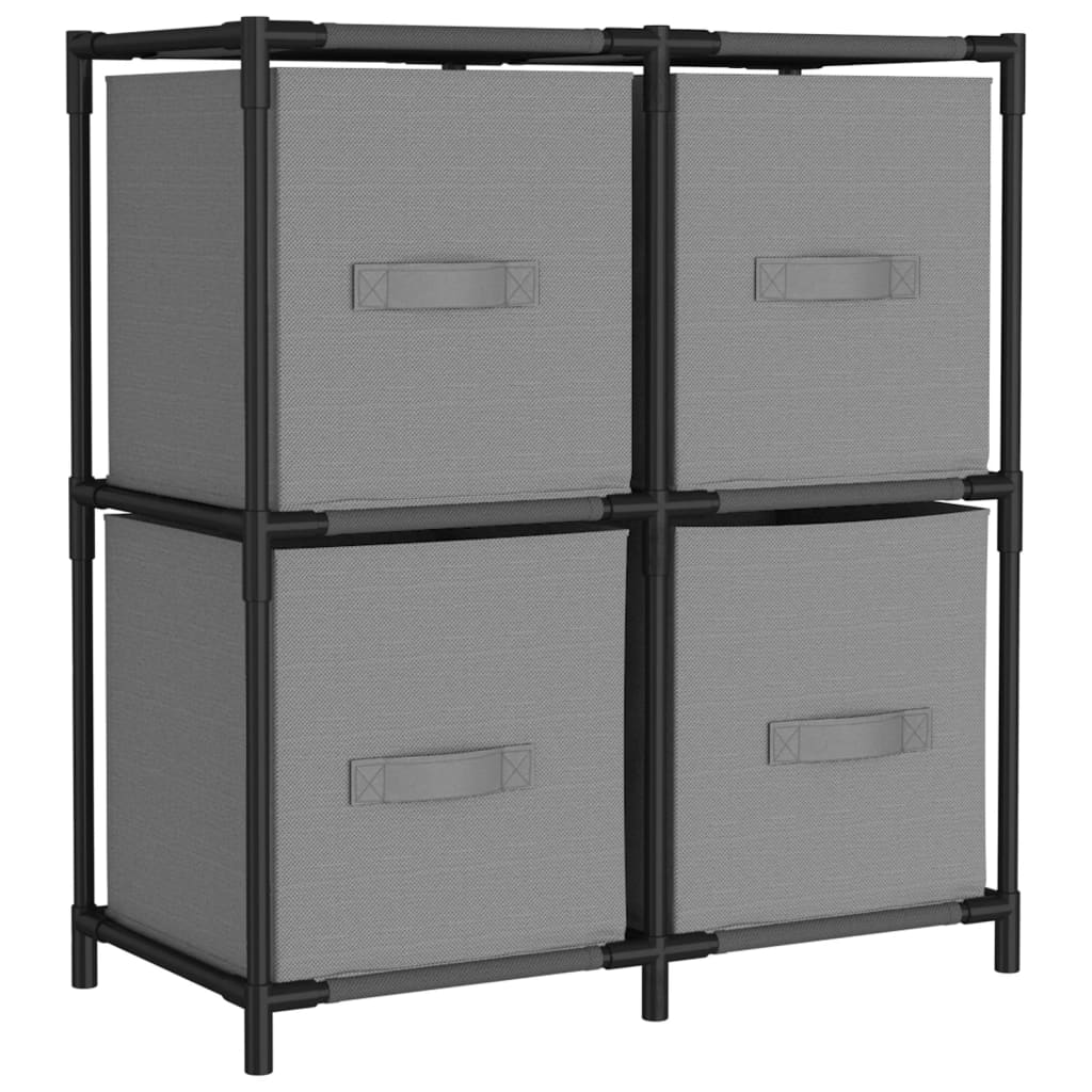 Lagerschrank mit 4 Stoffkörben Schwarz 63×30×71 cm Stahl