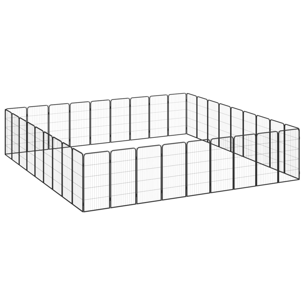 4-tlg. Hundelaufstall Schwarz 50x100cm Stahl Pulverbeschichtung