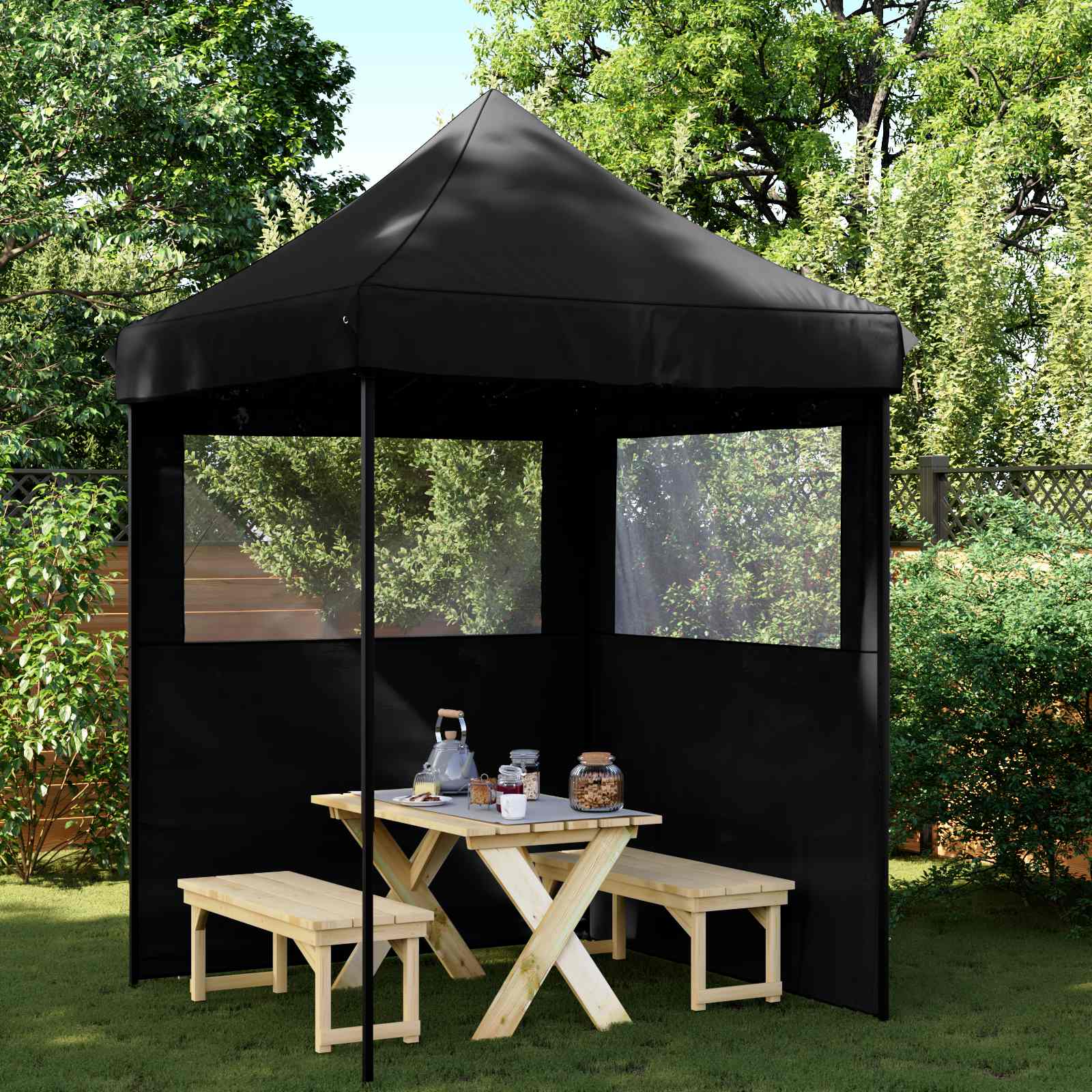 Partyzelt Faltbar Pop-Up Schwarz 200x200x306 cm