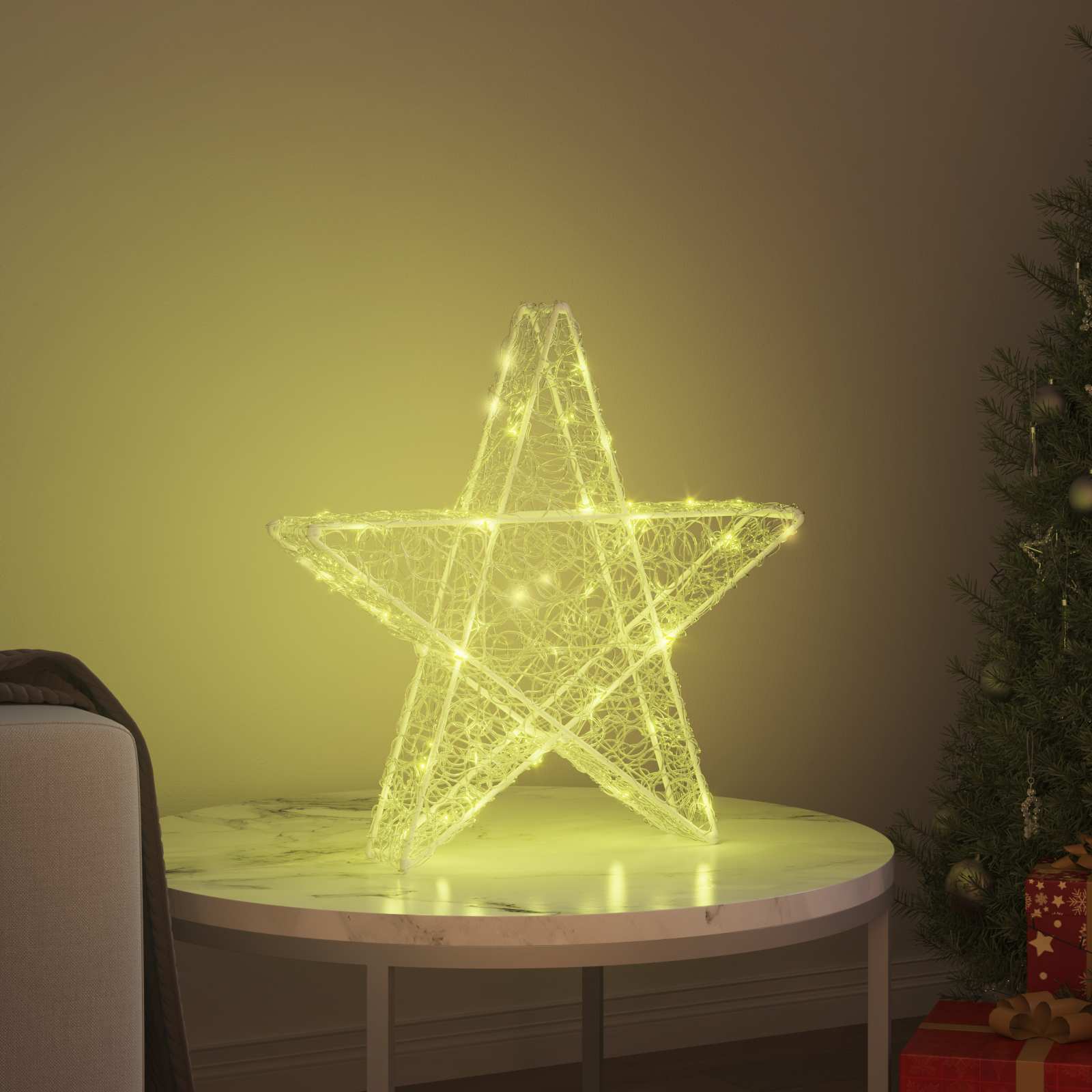 3D Stern mit 50 LEDs Warmweiß 55 x 53.5 x 10 cm Acryl