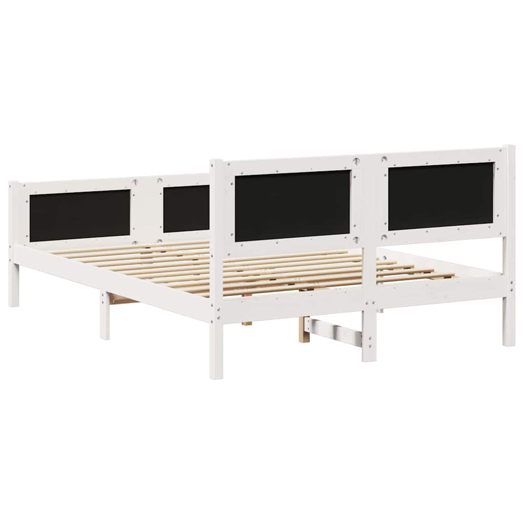 Bettgestell Braun und hellgrau 200 x 200 cm Massivholz Kiefer