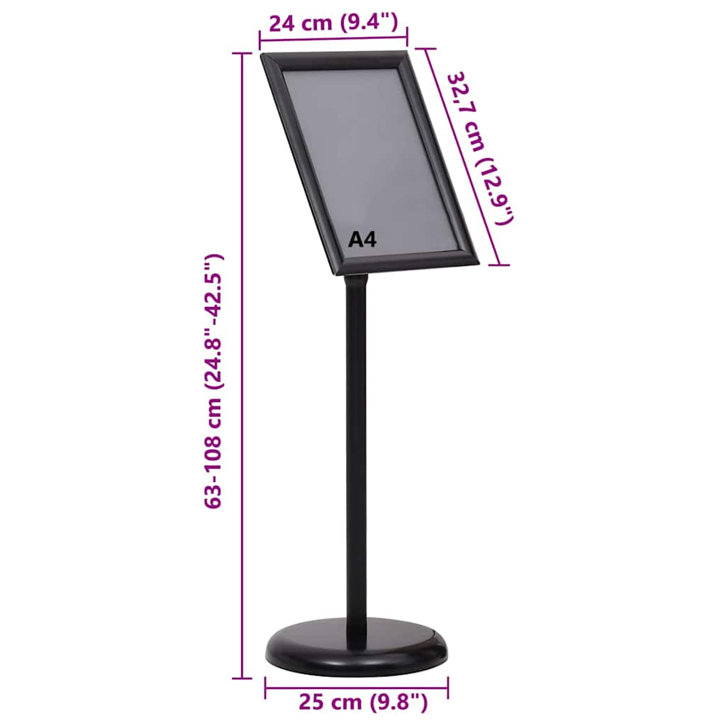 Plakatständer 2 pcs Schwarz 45 x 32,7 x 108 cm Aluminium