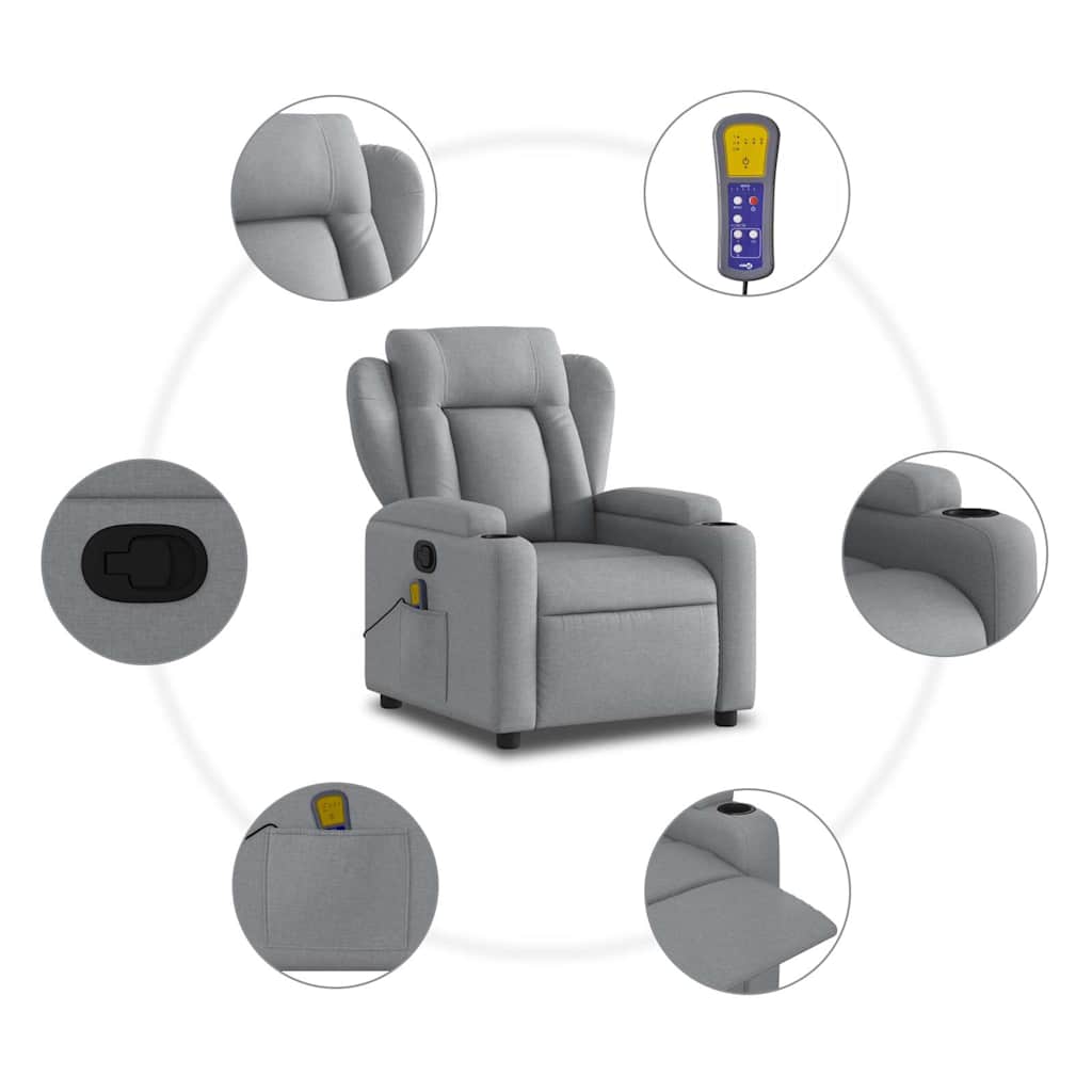 Relaxsessel Elektrisch Hellgrau Stoff