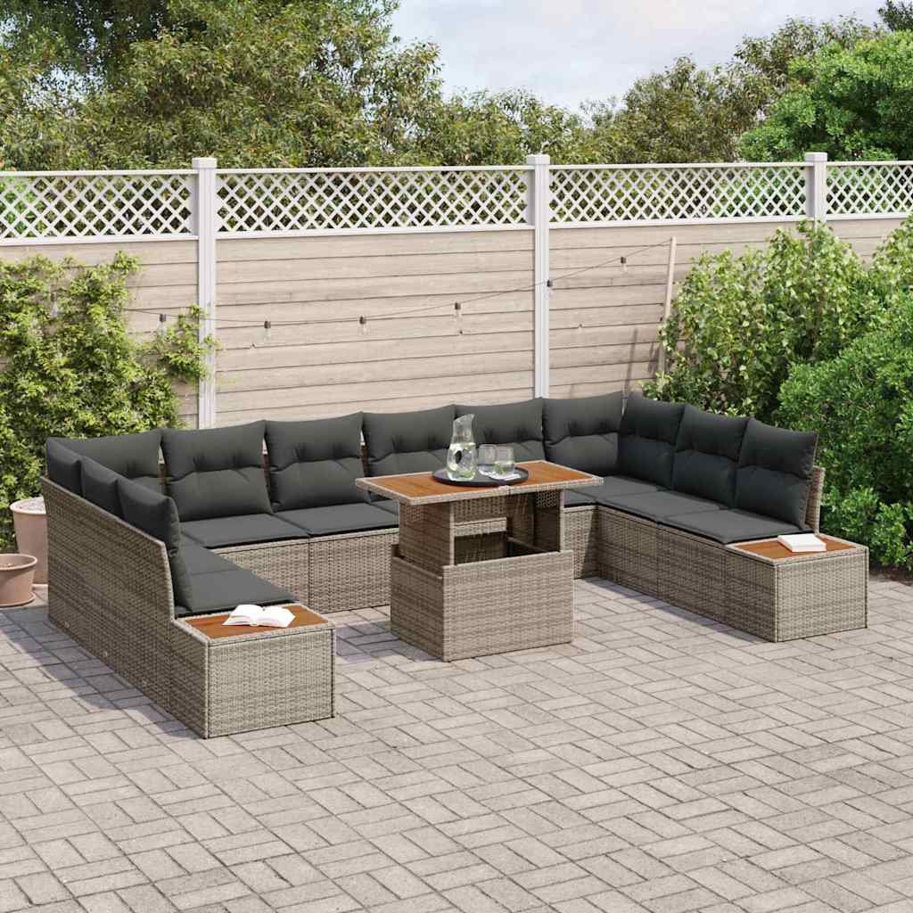 Garten Essgruppe mit Kissen 11 pcs Schwarz und Beige