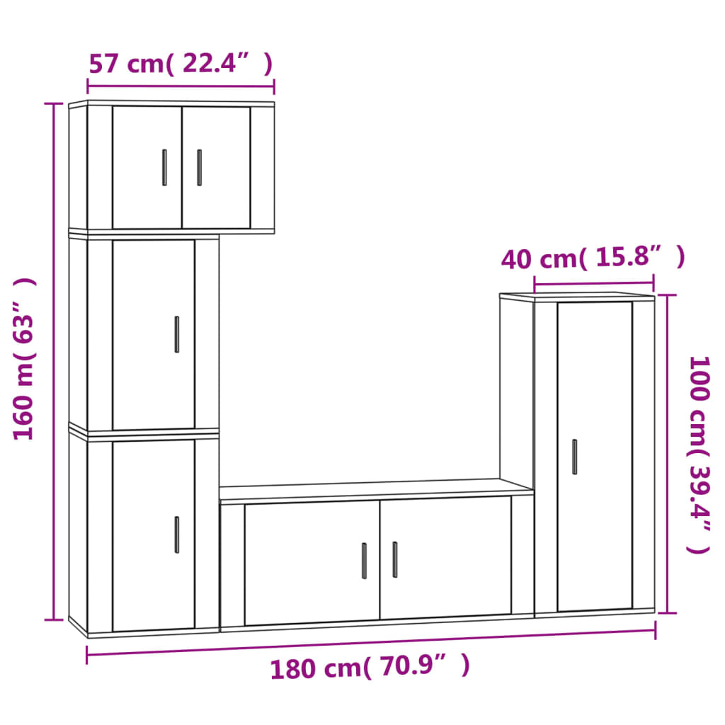 5-tlg. TV-Schrank-Set Weiß Holzwerkstoff