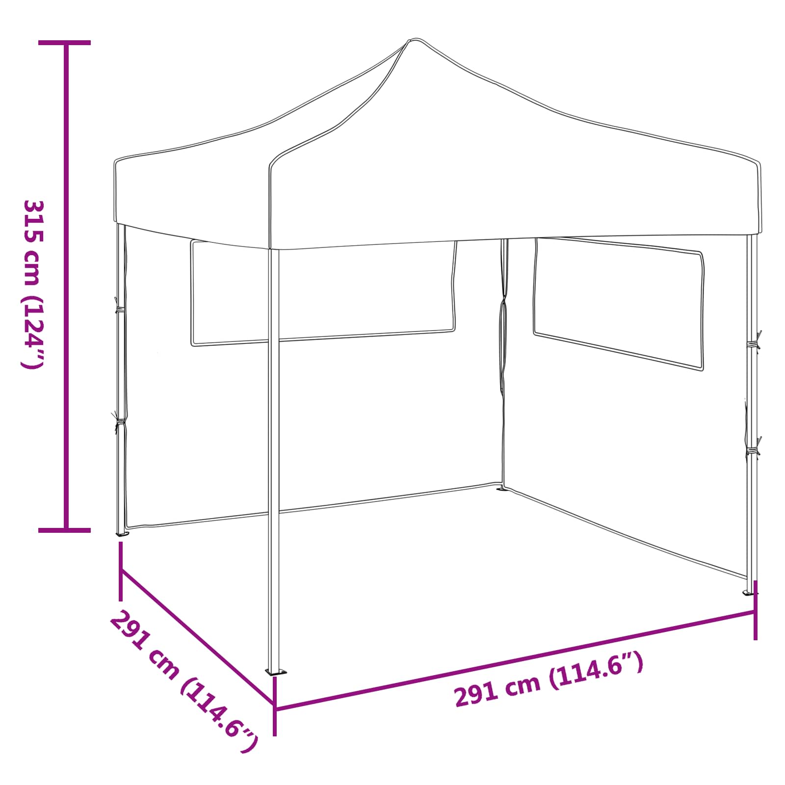 Partyzelt Faltbar Pop-Up Schwarz 292x292x315 cm