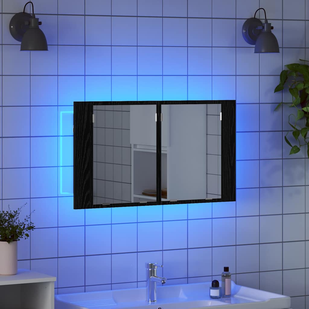 LED-Bad-Spiegelschrank Weiß 80x12x45 cm Acryl