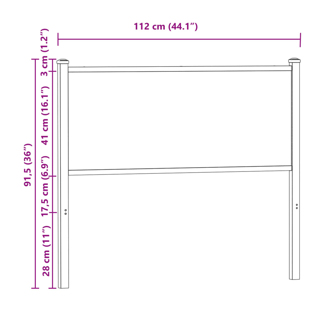 Ersatz-Kopfteil Räuchereiche 75 cm Holzwerkstoff und Stahl