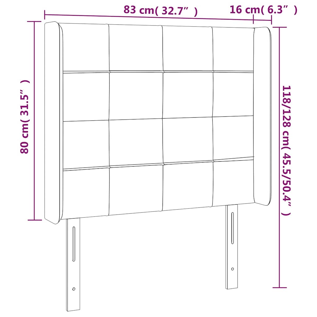 Kopfteil mit Ohren Dunkelblau 93x16x78/88 cm Samt