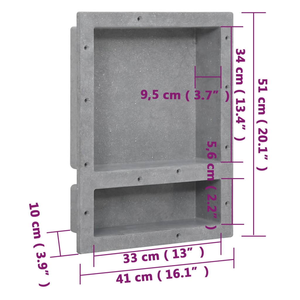 Duschnische Mattgrau 41x36x10 cm