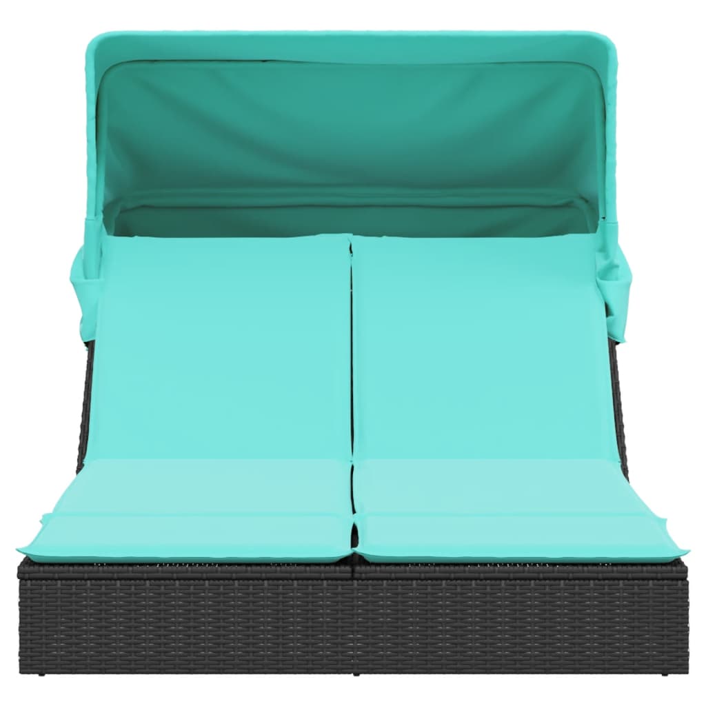 Doppelte Sonnenliege mit Kissen Braun Poly Rattan