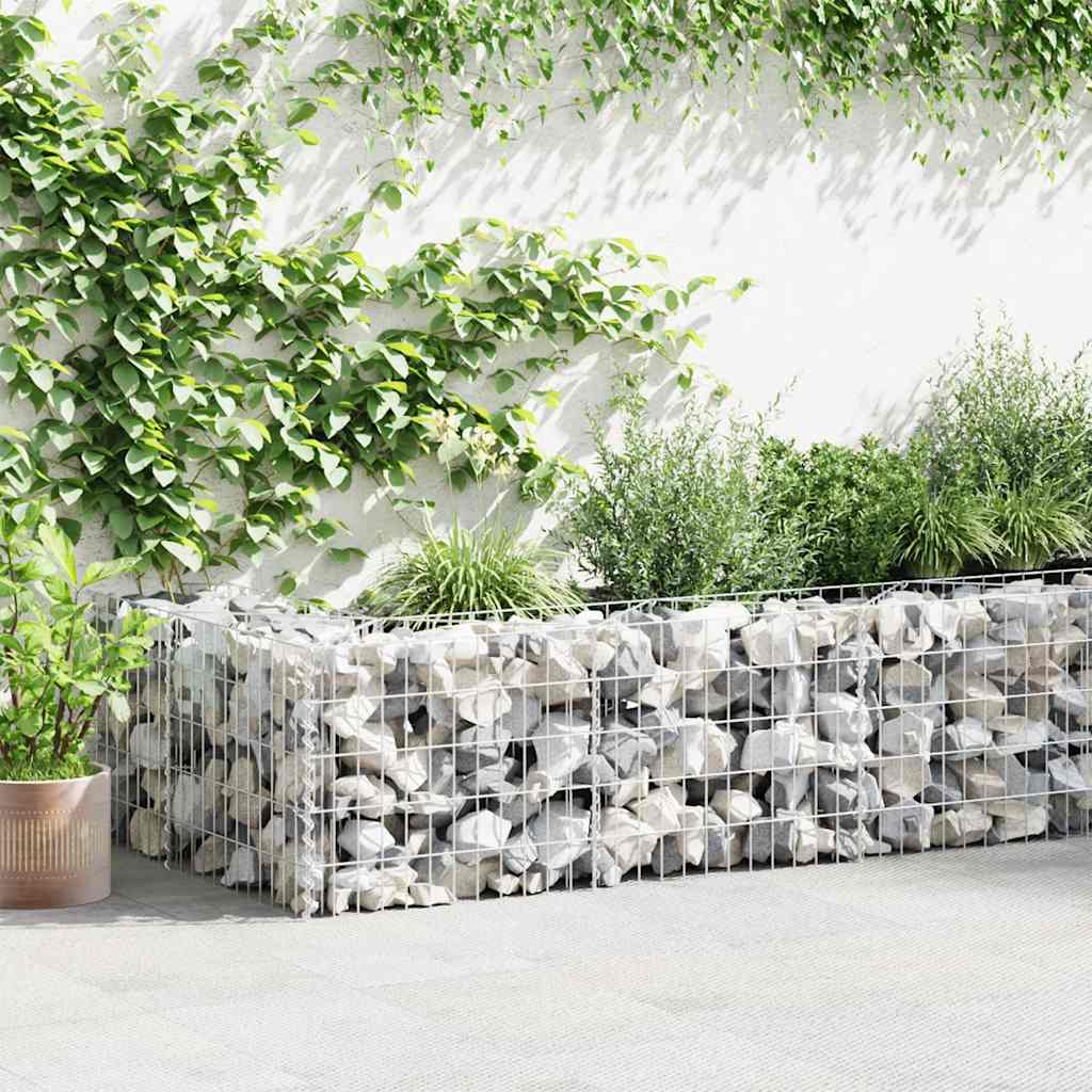 Gabionenwand mit Abdeckung Verzinkter Stahl 20×20×100 cm