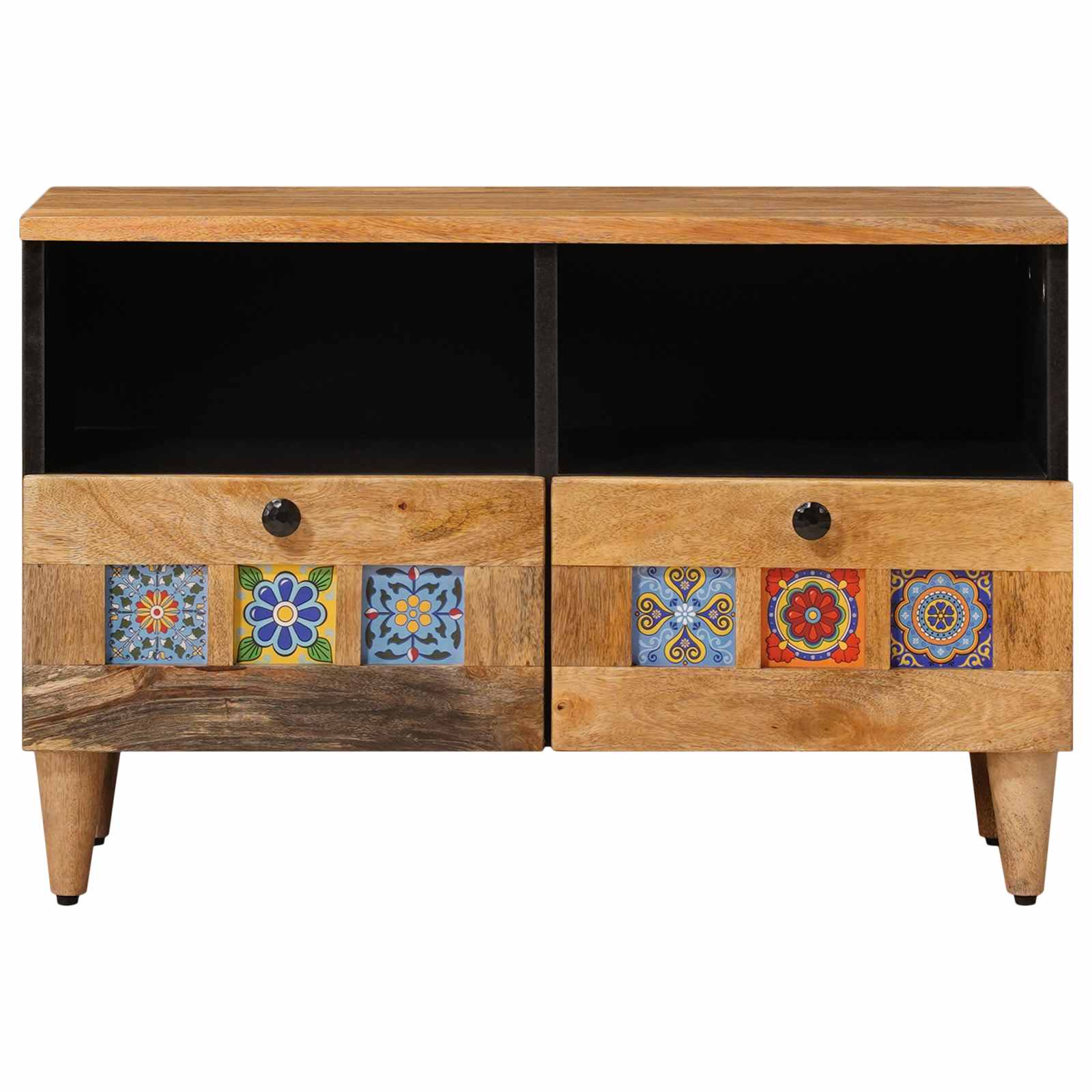 TV-Schränk mit Regal Walnuss 70 x 33 x 46 cm Massivholz Mango
