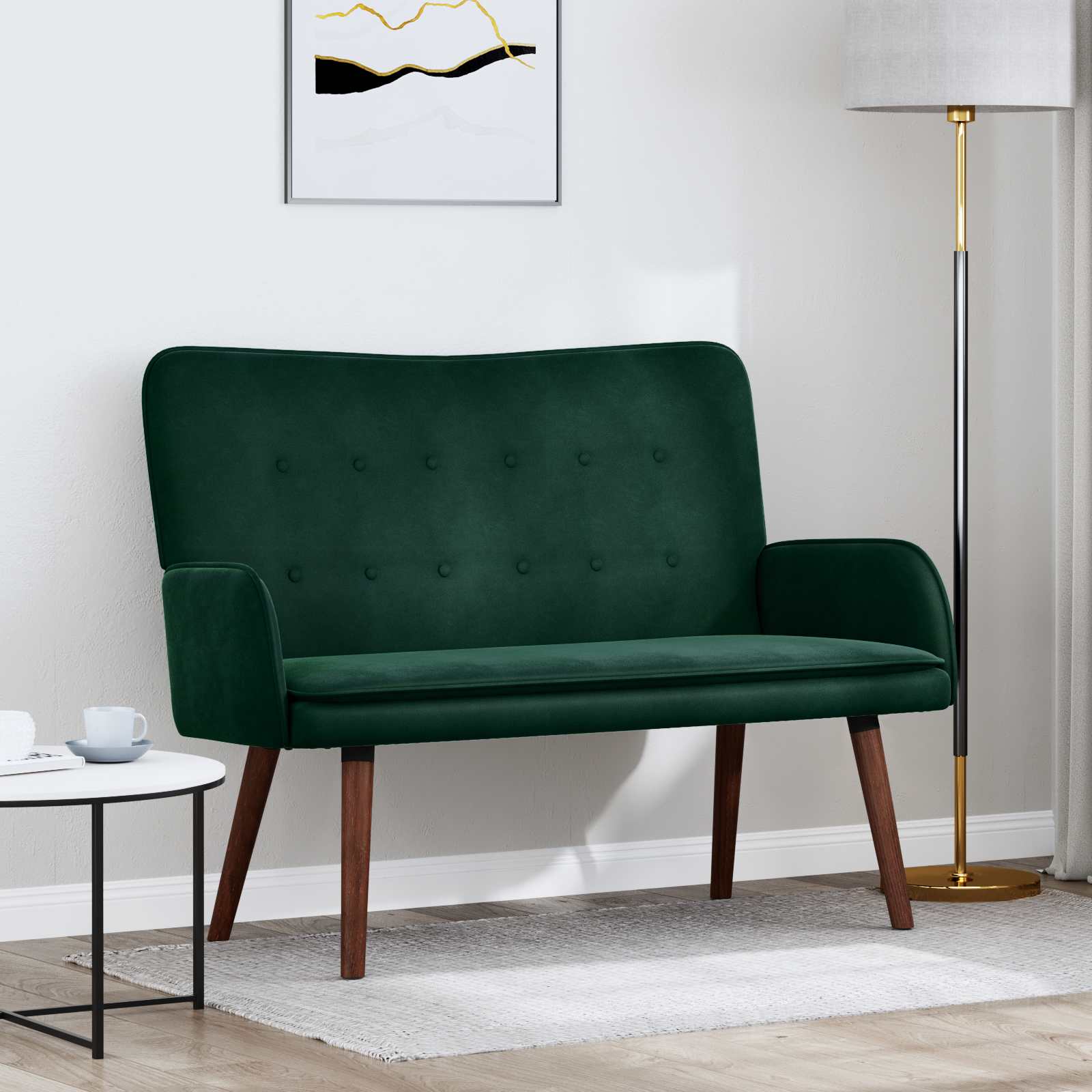 2-Sitzer Sofa Hellgrau 115 x 61 x 87 cm Samt (V)