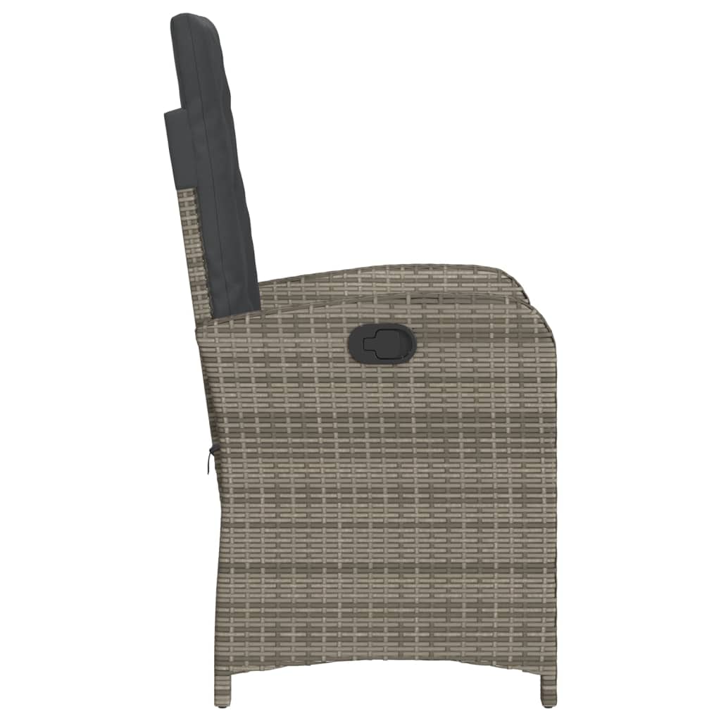 Gartensessel Verstellbar mit Kissen Schwarz Poly Rattan