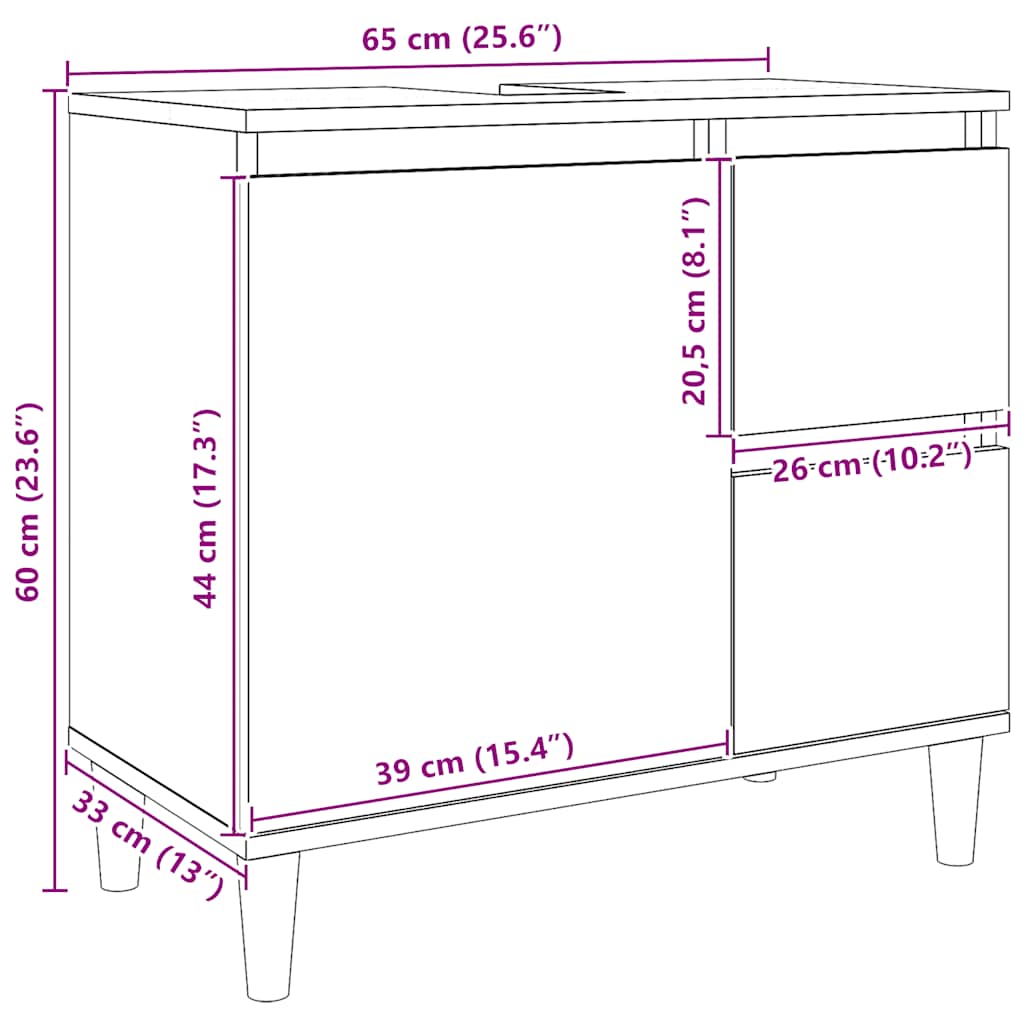 Badschrank Weiß 65x33x60 cm Holzwerkstoff