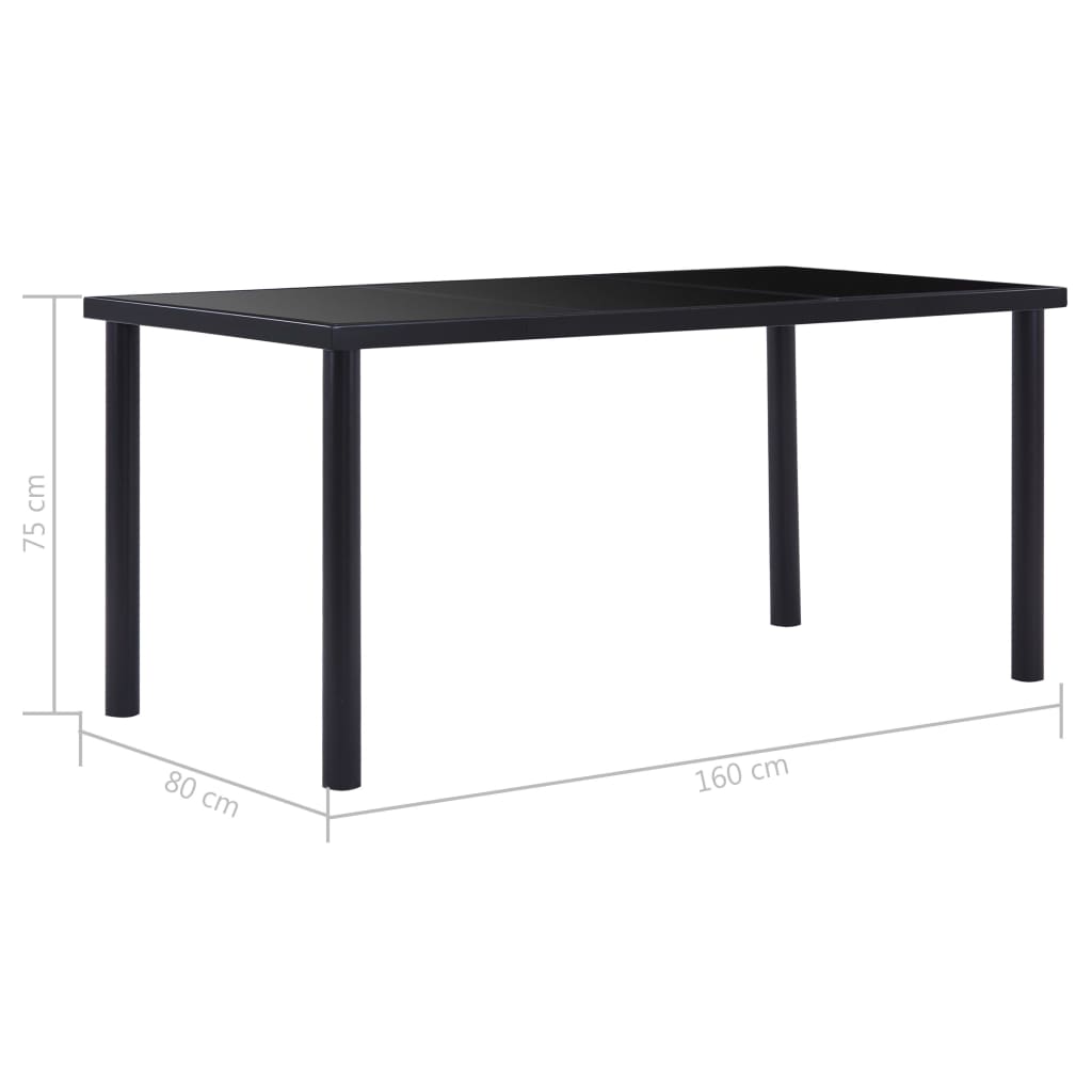 Esstisch Schwarz 120 x 60 x 75 cm Hartglas